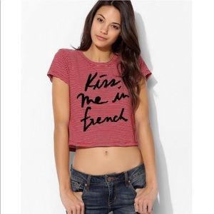 UO Truly Madly Deeply Kiss Me I’m French Crop tee Size: XS